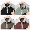 2025 New Men's Casual Fashion Splicing Short Sleeve Polo Shirt Korean Edition Summer T-shirt (Pack of 4)