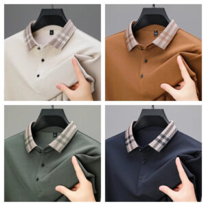 Light luxury brand polo shirt long sleeved spring and autumn new style Polo (Pack of 4)
