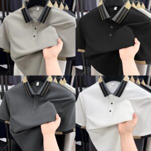 High end fashion color blocked short sleeve Polo T-shirt men