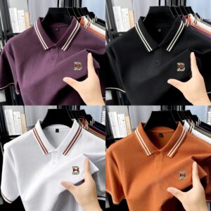 100% pure cotton summer mens custom relief design short sleeve Polo T-Shirt
